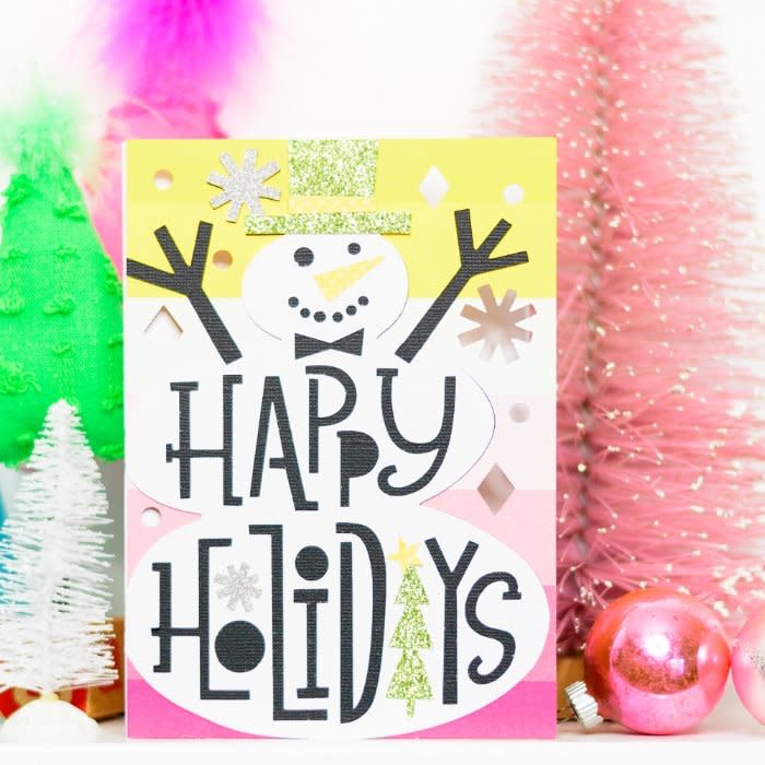 card with snowman and 'happy holidays' message (The Kingston Home)