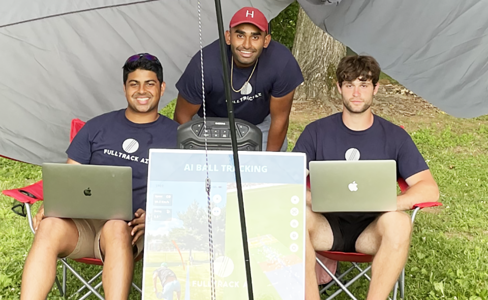 Vivek Jayaram, Arjun Verma and Brogan McPartland, pictured here at a cricket game.