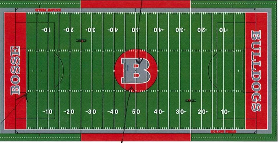 A rendering of what the new turf at Enlow Field could be for the upcoming 2024 high school football season