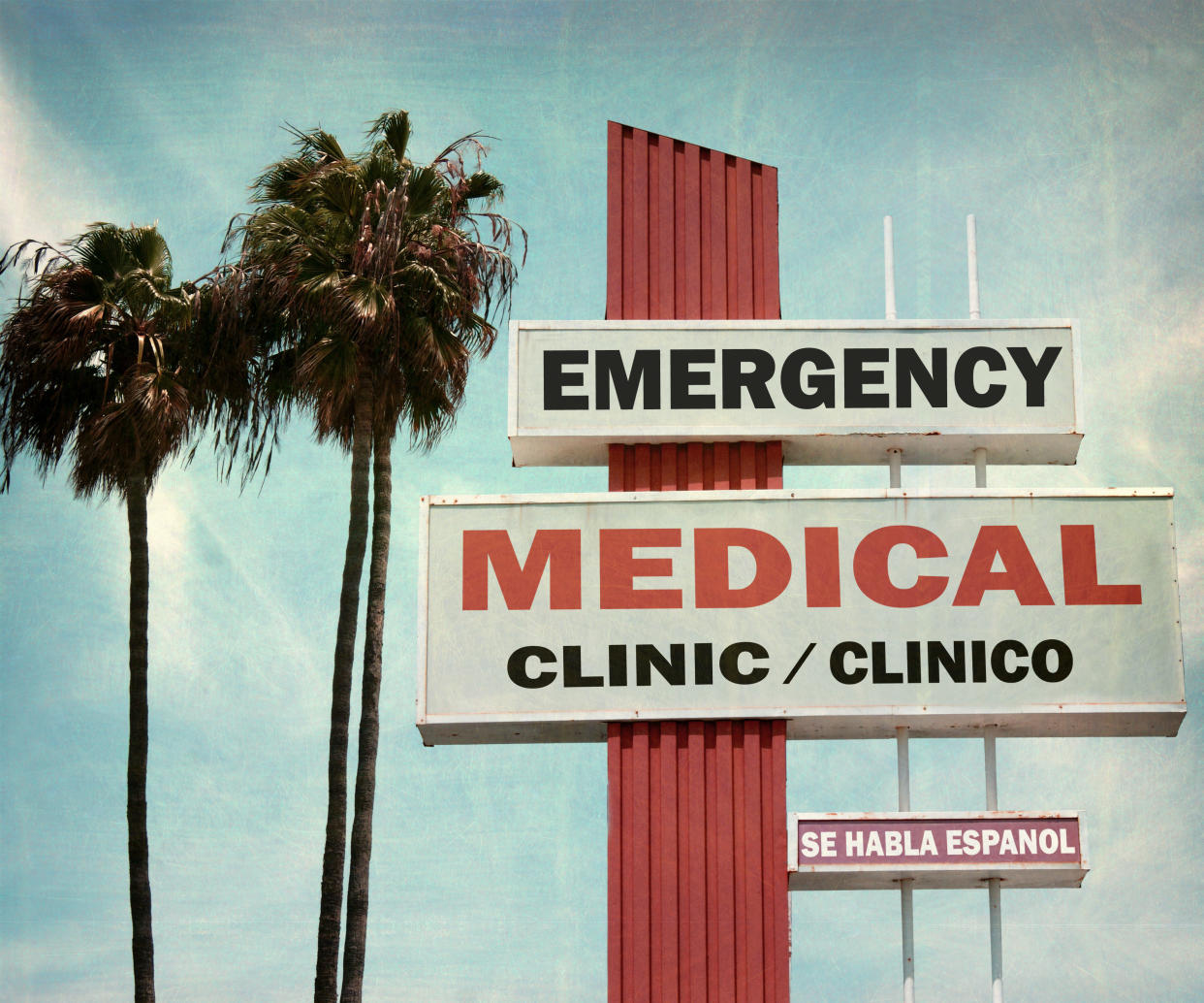 aged and worn medical clinic sign