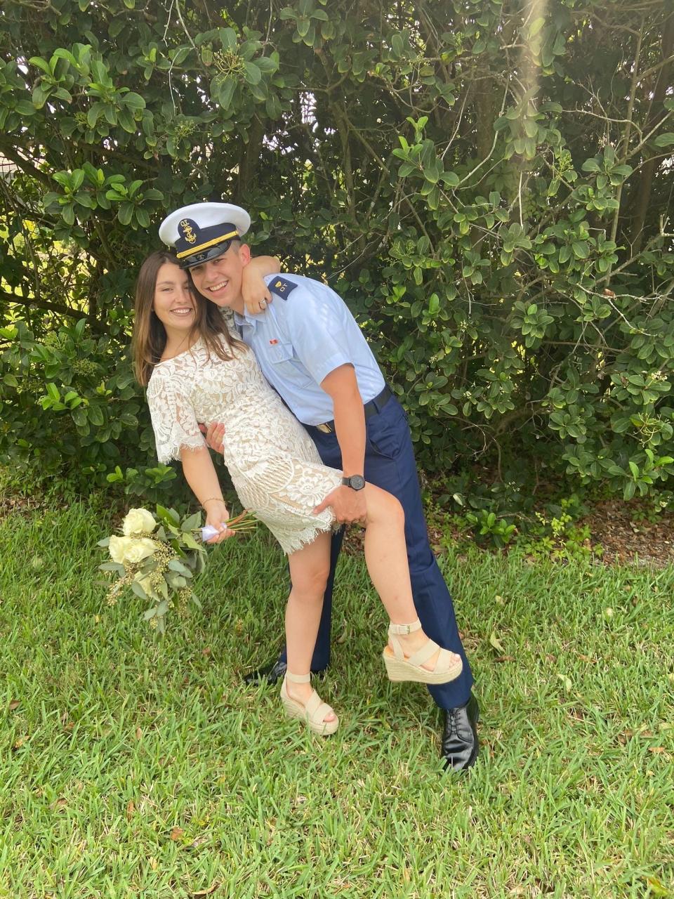 Samantha Crowel, 22, married Austin Kiesel, 21, on April 18 at a rehab center in Fort Myers, Fla. Crowel didn't want her Grandpa John to miss the wedding, so they brought the wedding to him.