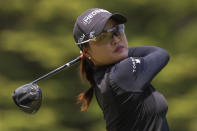 South Korea's So Yeon Ryu tees off on the second hole during the Australian Open golf championship at Victoria golf course in Melbourne, Australia, Saturday, Dec. 3, 2022. (AP Photo/Asanka Brendon Ratnayake)