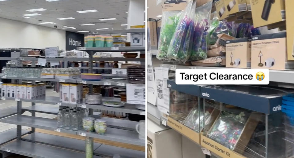 A NSW Target store filled with Anko products in its home (left) and pet (right) departments. 