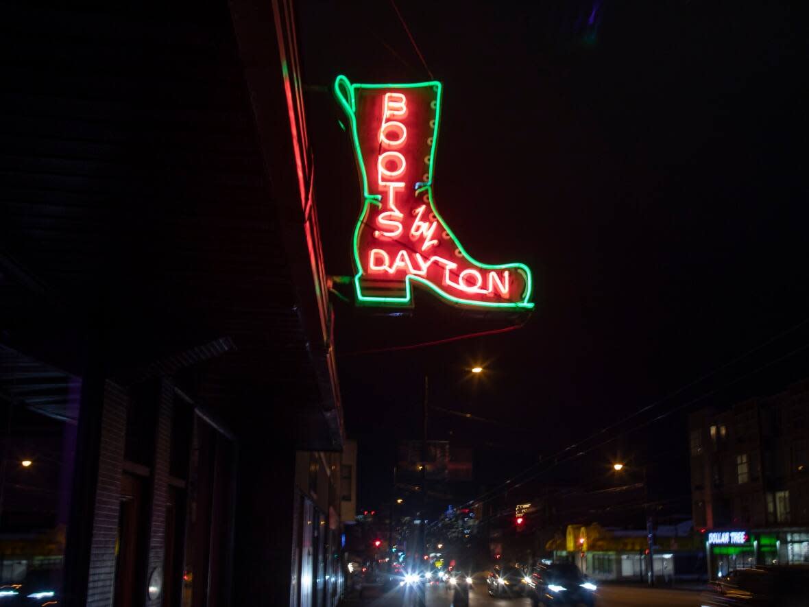 The Dayton Boots store on East Hastings Street is pictured in Vancouver, B.C. on Nov. 24.  (Ben Nelms/CBC - image credit)