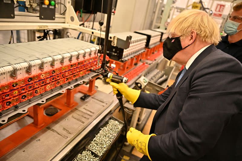 FILE PHOTO: Britain's Prime Minister Boris Johnson visits the Nissan Motor Co. plant in Sunderland