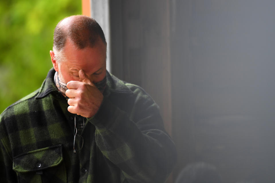 Shane Wall father of William Wall looks on during a press conference at the Warburton Police Station in the Yarra Ranges in Victoria on Wednesday, Source: AAP