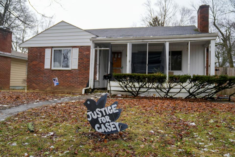 A sign demanding "Justice for Casey" sits outside Goodson's grandmother's home in Columbus' North Linden neighborhood.