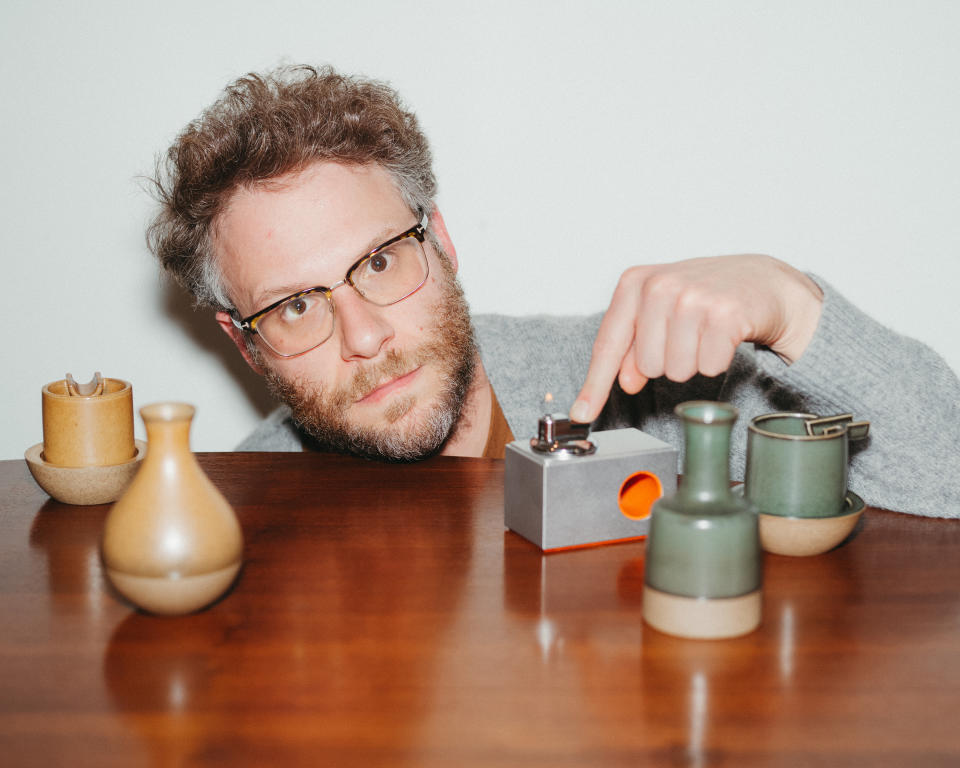 Seth Rogen en las oficinas de Houseplant, su empresa de cannabis, en West Hollywood, California, el 23 de febrero de 2021. (Ryan Lowry/The New York Times)