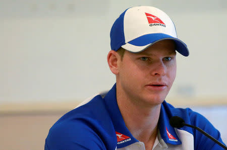 Australian cricket captain Steve Smith speaks at a news conference in Mumbai, India, February 14, 2017. REUTERS/Danish Siddiqui