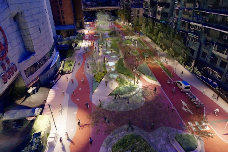 <cite>台北市長蔣萬安表示，北市遠東SOGO百貨後方將改造成「瑠公綠廊道」。（台北市政府提供）</cite>