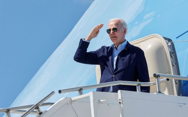 PHOTO: President Joe Biden boards Air Force One at Rohlsen Airport as he departs following a New Year holiday visit to Christiansted, St. Croix, U.S. Virgin Islands, Jan. 2, 2023. (Jonathan Ernst/Reuters)