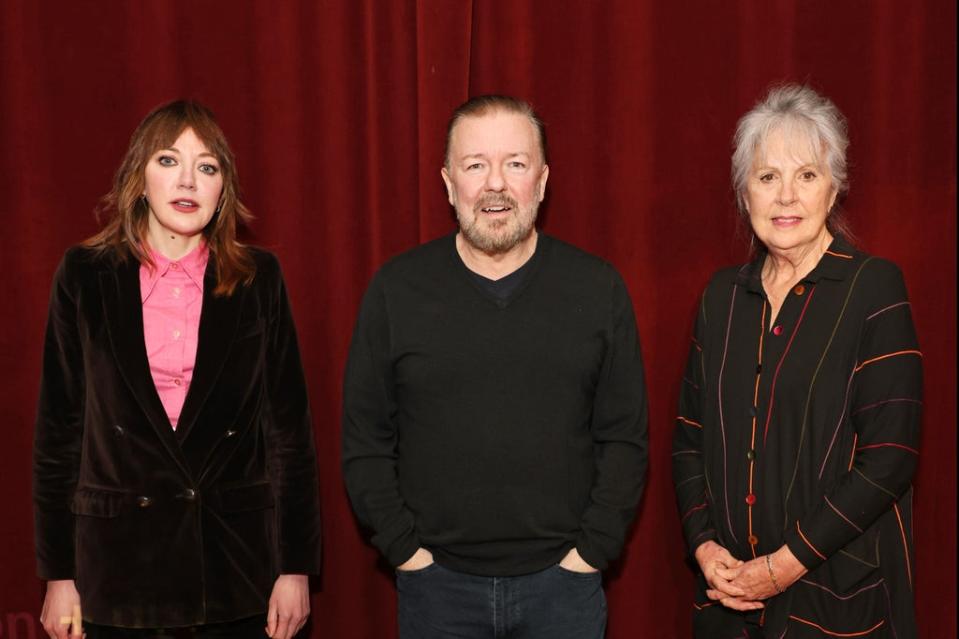 Diane Morgan, Ricky Gervais and Dame Penelope Wilton (Dave Benett)