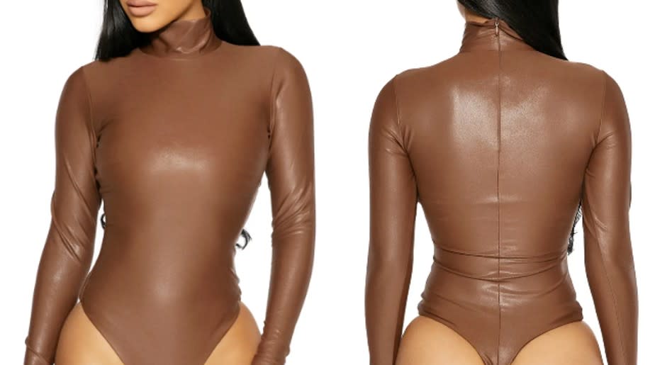 Naked Wardrobe The Drip, Drip, Drip Faux Leather Bodysuit - Nordstrom, $50 (originally $68)