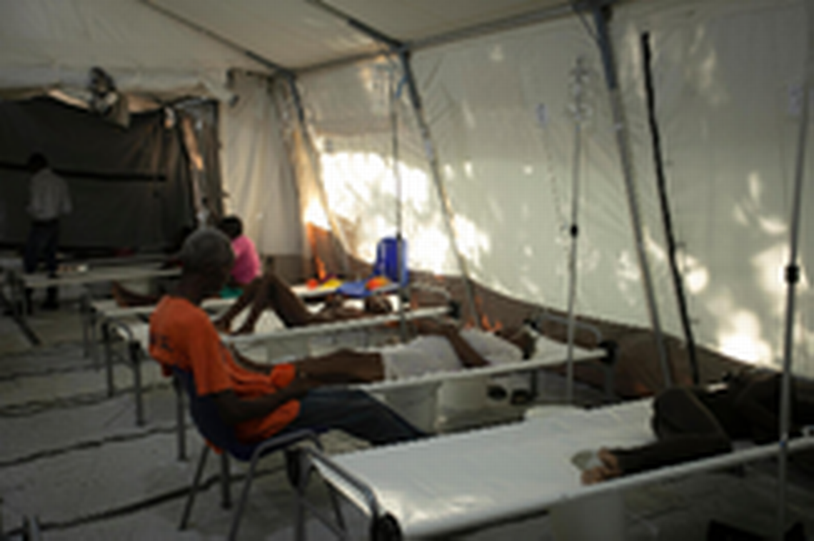 Patients suffering cholera symptoms get treatment at a clinic run by Doctors Without Borders in Port-au-Prince, Haiti, Friday, Oct. 7, 2022.