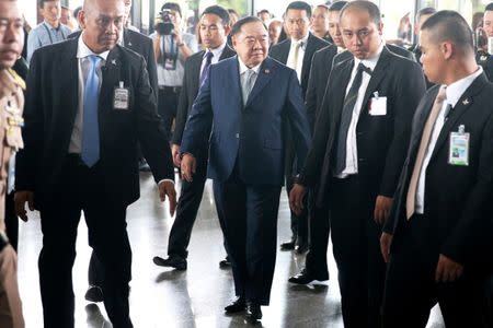 Thailand's Deputy Prime Minister and Defence Minister Prawit Wongsuwan (C) arrives at a meeting with political parties in Bangkok, Thailand, June 25, 2018. REUTERS/Athit Perawongmetha