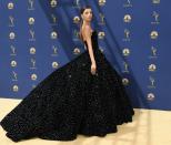 "Westworld" actress Angela Sarafyan was the picture of Hollywood glamour on the Emmys red carpet