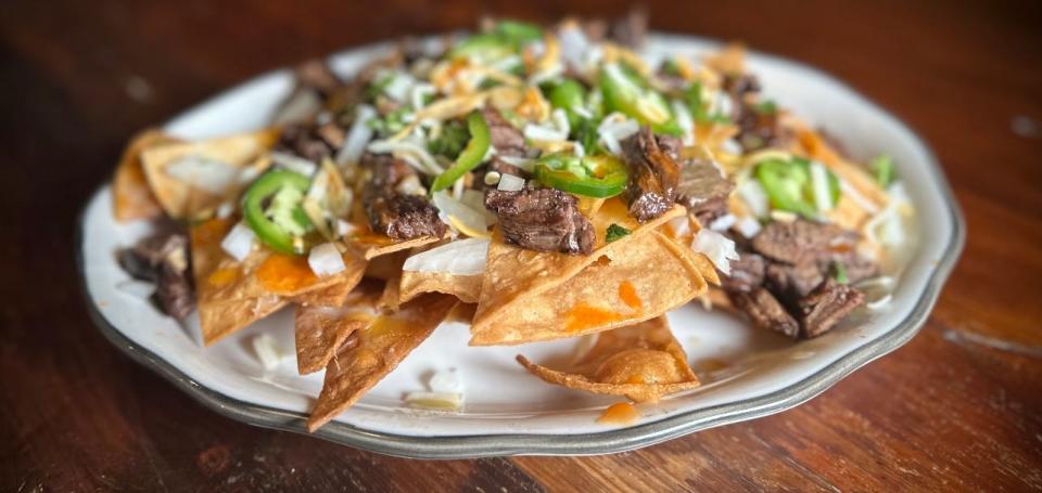 Grilled skirt steak nachos at The Old Causeway Steak & Oyster House in the Manahawkin section of Stafford.