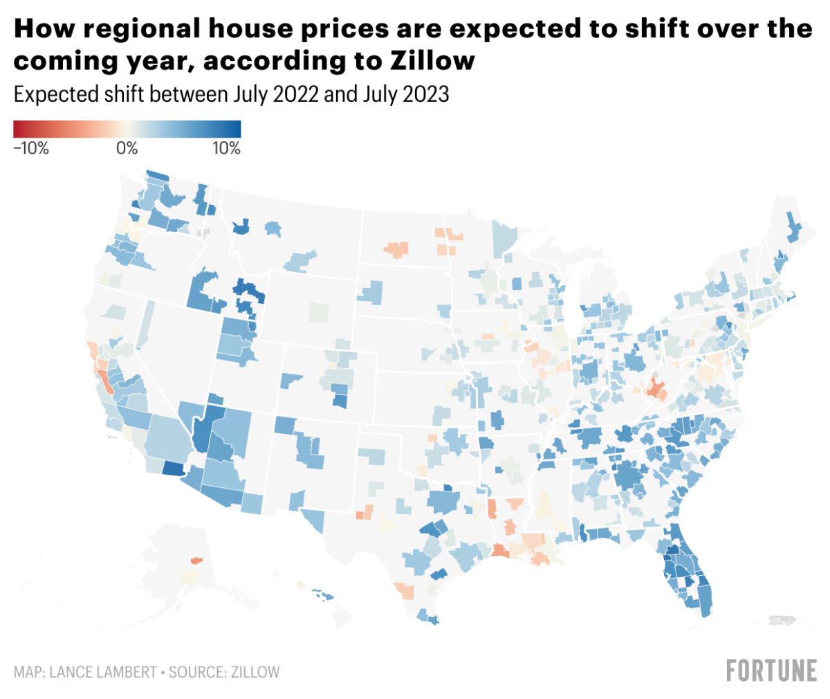 Zillow Home prices to fall in these 123 housing markets—while 780 markets will go higher in 2023