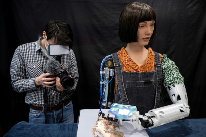 Ultra-realistic robot artist Ai-Da and other robots will join the summit looking at how to harness AI for empowering humanity (BEN STANSALL)