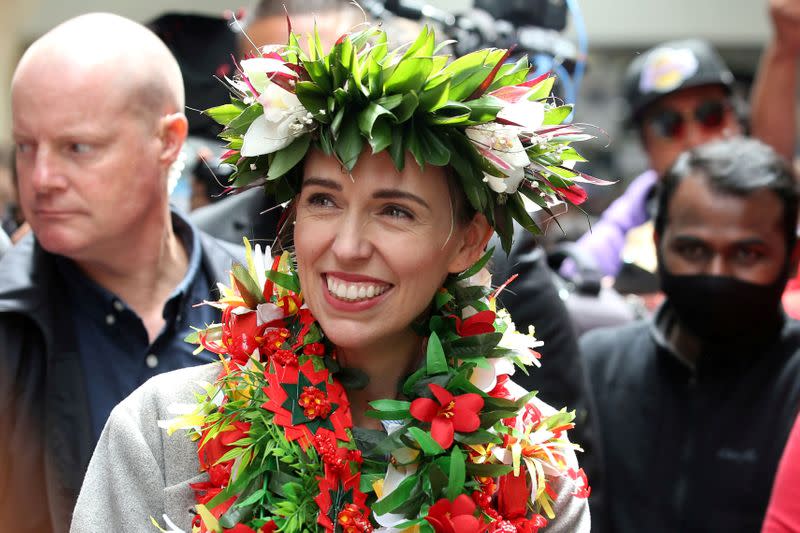 New Zealand Prime Minister Ardern greets supporters in Auckland