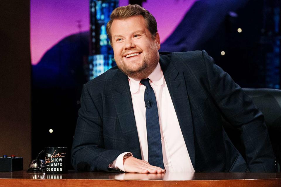 <p>Terence Patrick/CBS via Getty</p> James Corden hosting 