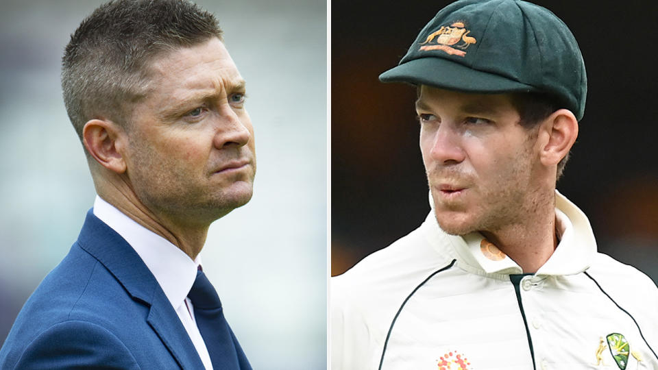 Michael Clarke has questioned the decision-making behind Australian selectors' choice to stand by Tim Paine as skipper. Pictures: Getty Images