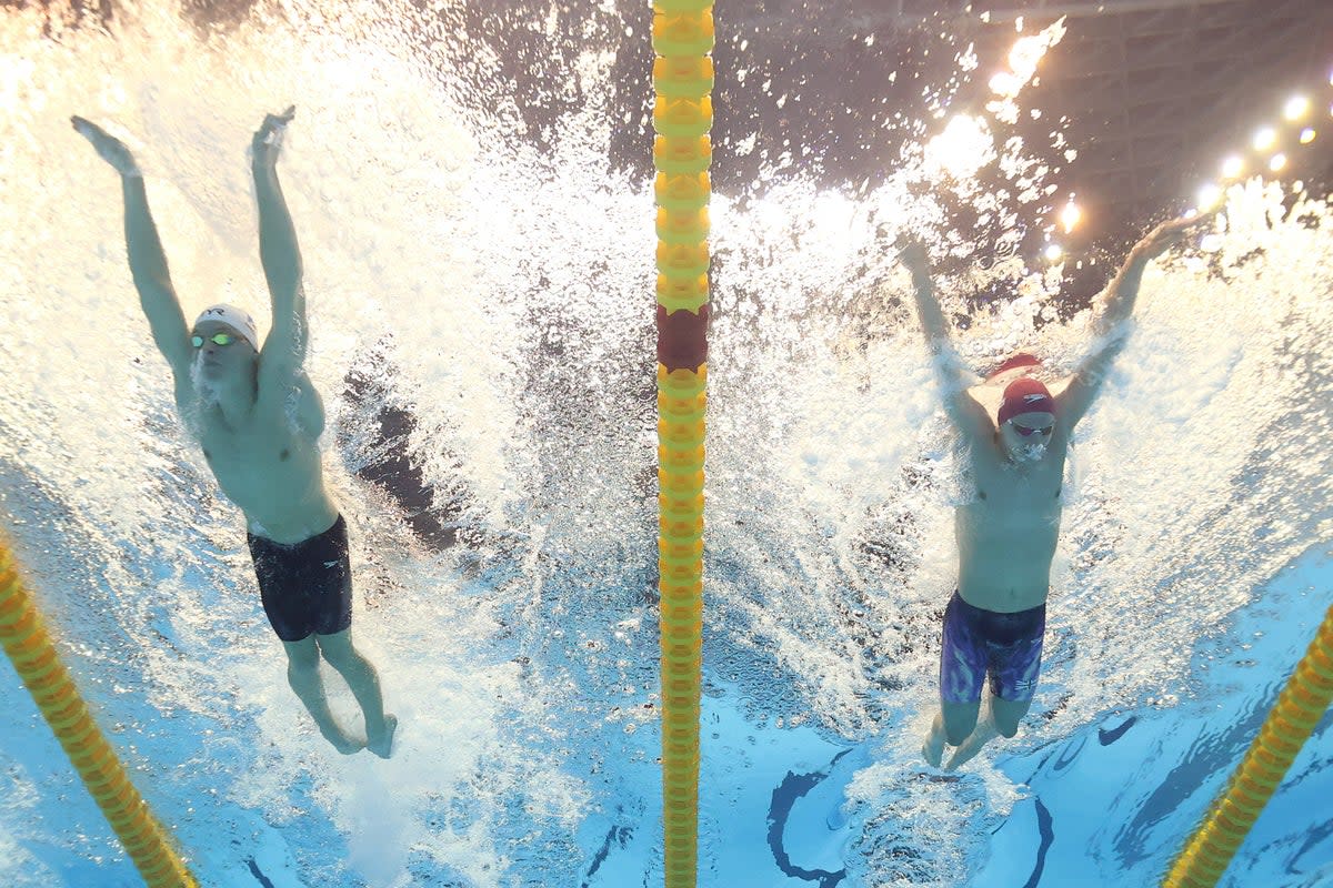 Leon Marchand (left) and Duncan Scott (right) will go head to head at Paris 2024  (Getty Images)