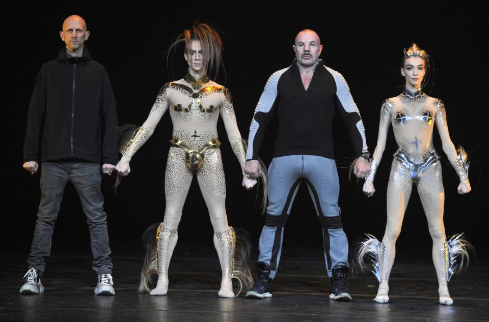 <p>In 2019, Mugler joined forces with choreographer Wayne McGregor (left) to direct something he'd dreamed of: a dance-fashion fusion presentation called <em>McGregor and Mugler</em> at The London Coliseum. </p>