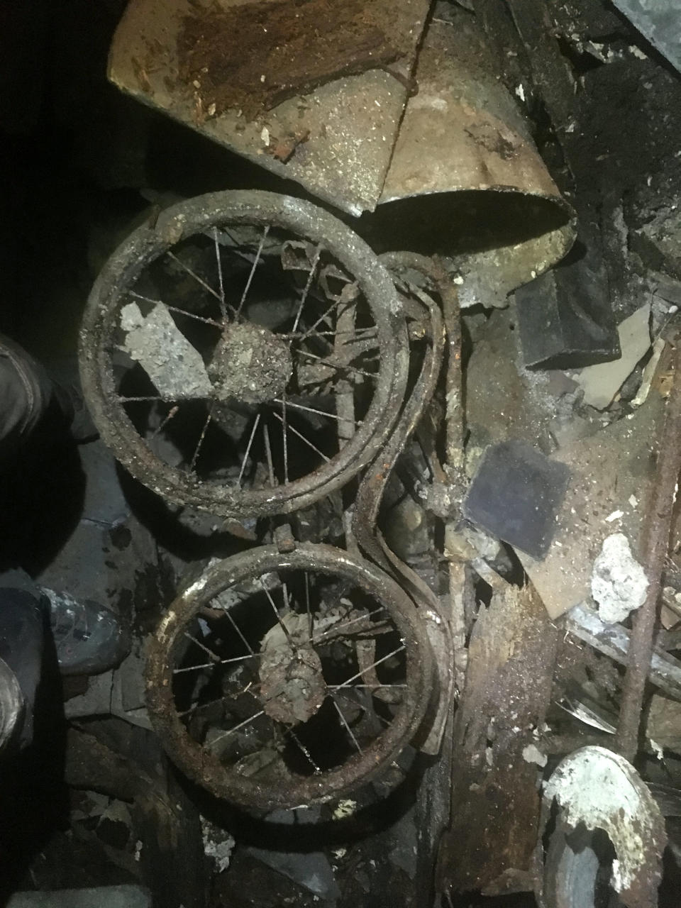 Some of the debris found in the tunnel underneath Jake Brown's house in Plymouth, Devon (SWNS)