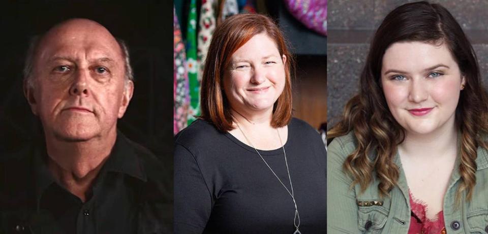 The playwrights, from left, G.M. (Bud) Thompson, Meaghan Bryant and Pearl Moore.