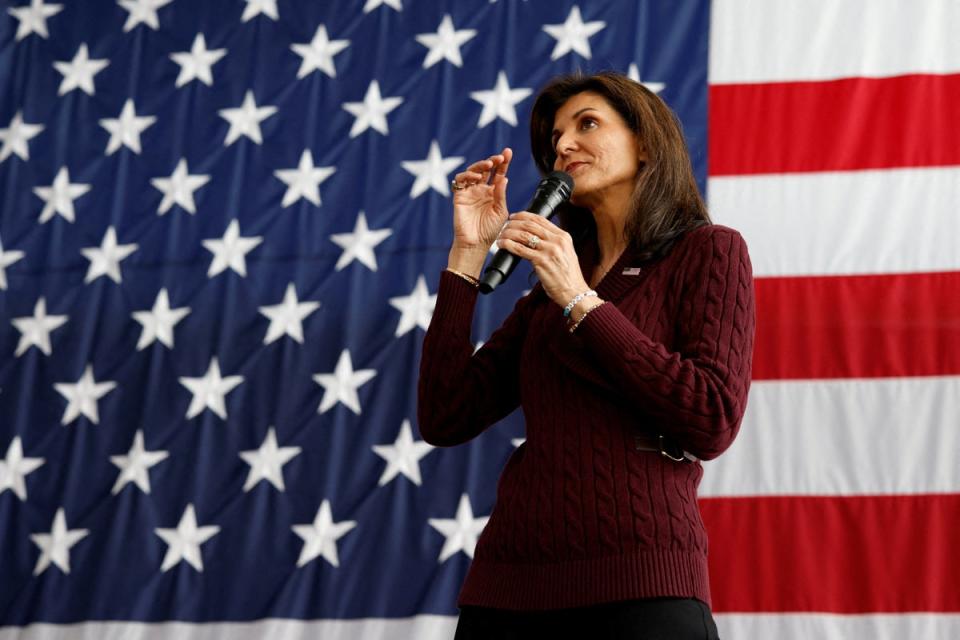 Nikki Haley at a campaign event on 2 March (REUTERS)