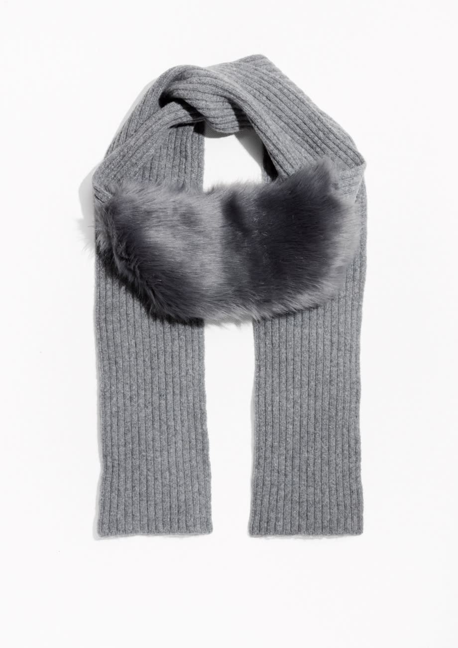 Faux Fur Rib Knit Scarf