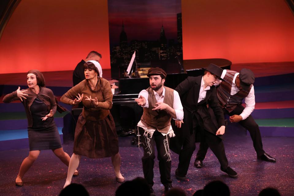 The touring cast of "Forbidden Broadway: The Next Generation" perform.