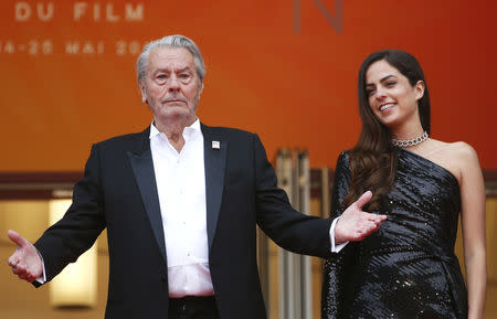 72nd Cannes Film Festival - Red Carpet Arrivals - Cannes, France, May 19, 2019. Alain Delon poses with his daughter Anouchka Delon before receiving his honorary Palme d'Or Award. REUTERS/Stephane Mahe