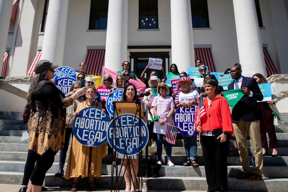 Florida lawmakers spoke out against a near-total abortion ban on 29 March. The legislation passed on 13 April, and Ron DeSantis is expected to sign the bill into law (AP)