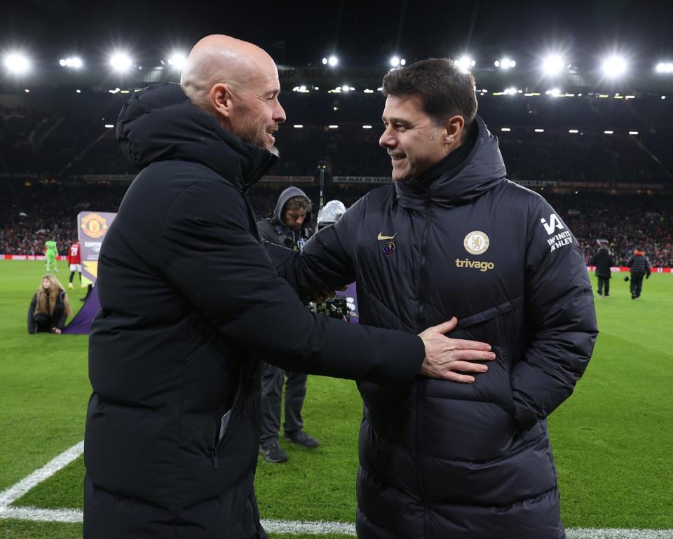 Under pressure: Erik ten Hag and Mauricio Pochettino are both badly in need of a win (Manchester United via Getty Imag)