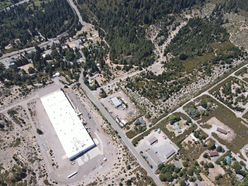 An aerial view of the former Crystal Geyser building and surrounding property.