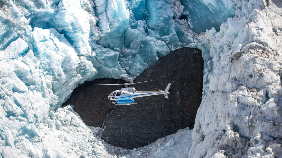 A helicopter in Blanket Bay New Zealand. 