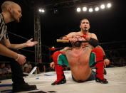 RNPS YEAR END 2014 - BEST OF SPORT ODDLY Hungarian wrestlers fight during the Hungarian wrestling Championship in Budapest in this November 29, 2014 file photo. REUTERS/Laszlo Balogh/Files (HUNGARY - Tags: SPORT WRESTLING TPX IMAGES OF THE DAY)