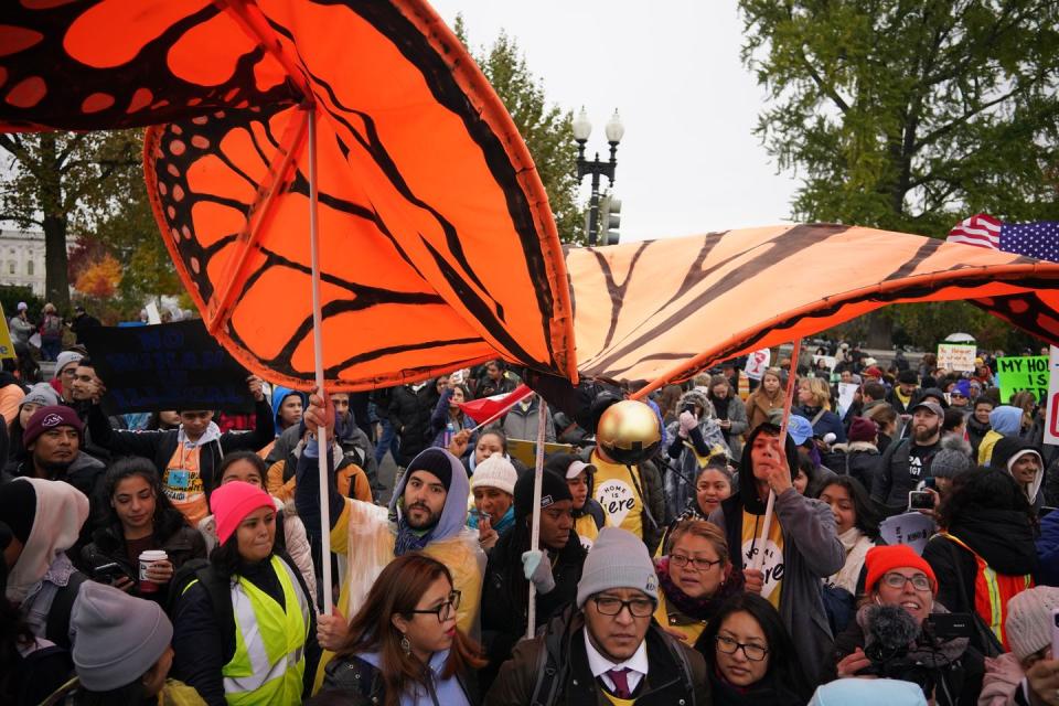 Protestors Rally on the Steps of the Supreme Court to Defend DACA