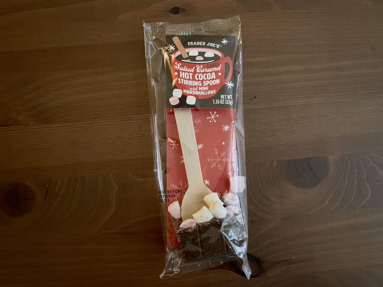 trader joes Salted Caramel Hot Cocoa Stirring Spoon with Mini Marshmallows