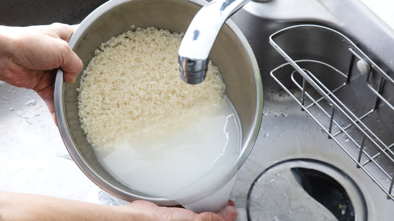 Person washing rice