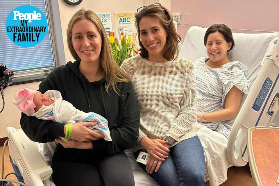 <p>Courtesy of Jaclyn Fieberg</p> Baby Emersyn with mom Jaclyn Fieberg and aunts Meredith McIntyre and Stephanie Corritori