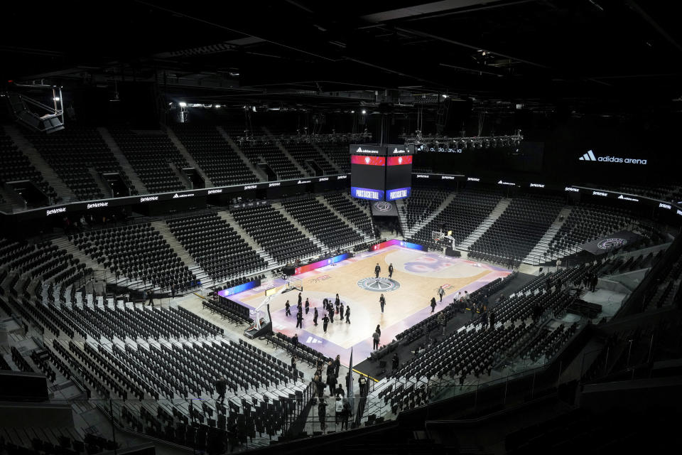 A view of the Adidas Arena, in Paris, Sunday, Feb. 11, 2024. It is the sole purpose-built site in the French capital and will host Badminton and Rhythmic Gymnastics for the Paris 2024 Olympic Games. (AP Photo/Thibault Camus, File)