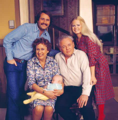 <p>CBS via Getty </p> Clockwise from left: Rob Reiner, Sally Struthers, Carroll O'Connor, and Jean Stapleton on 'All in the Family'