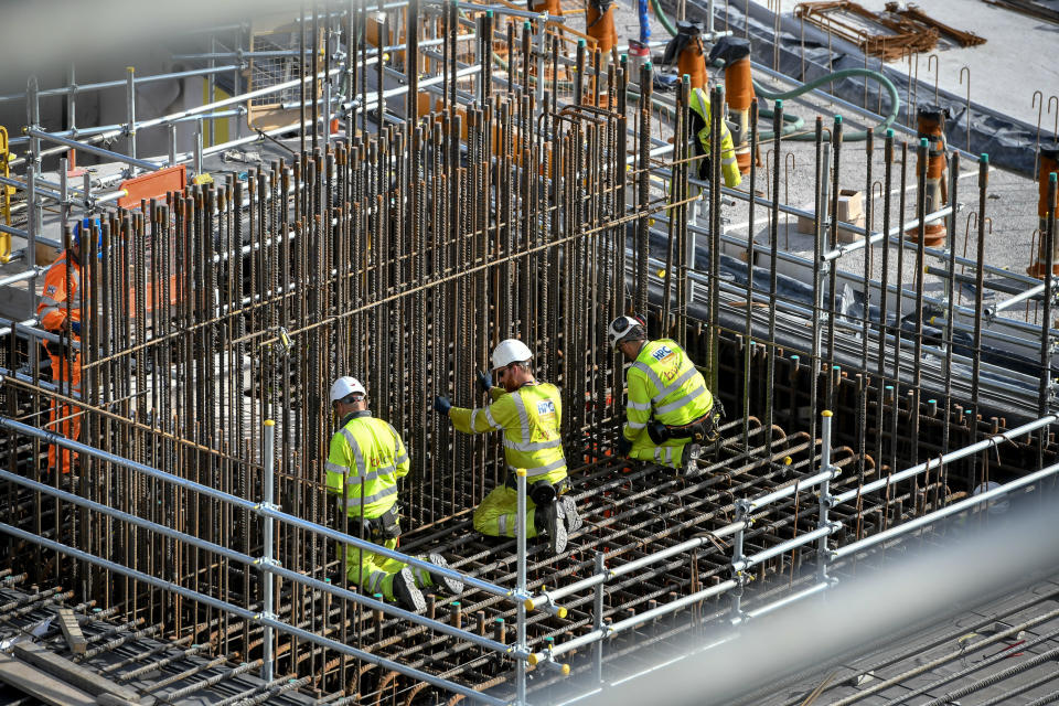 EMBARGOED TO 0001 MONDAY DECEMBER 9 File photo dated 18/09/18 of construction workers. Fewer than one in four construction workers regularly pay into a workplace pension, showing they are being "failed" by the Government, a union has claimed.