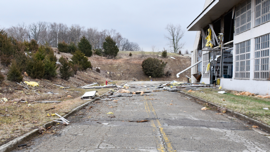 Storm damage at the Wright-Patterson Air Force Base in Dayton, Ohio on February 28, 2024 (Courtesy Photo/U.S. Air Force)