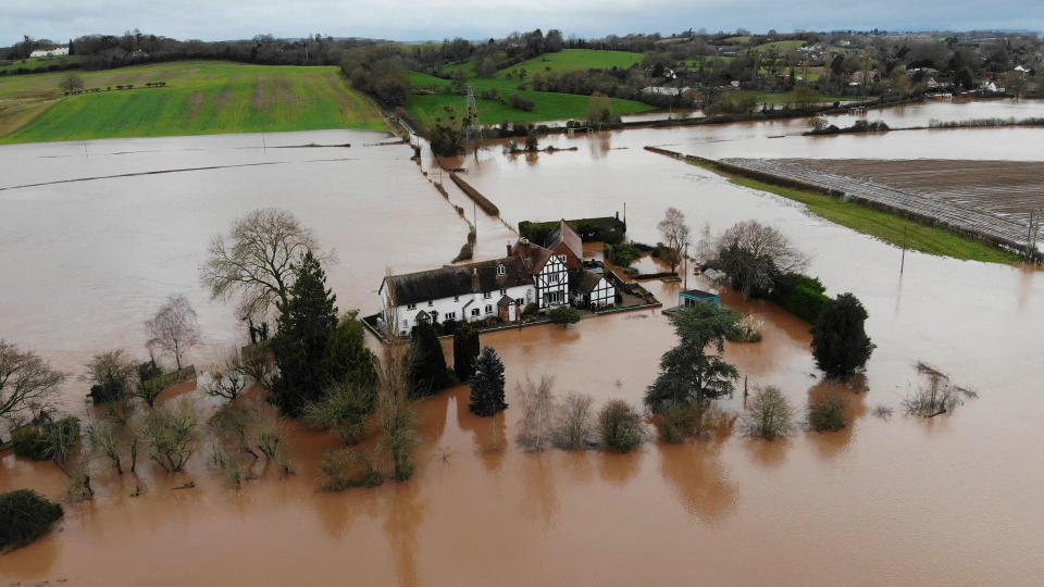 A view of the residence of Nick Lupton, who self-built a barrier that stops flood water from entering his home, in Worcester, Britain January 3, 2024.  / Credit: Nick Lupton/Handout via REUTERS