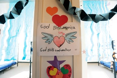Decorations cover the walls the the rooms of immigrants at the U.S. government's newest holding center for migrant children in Carrizo Springs,