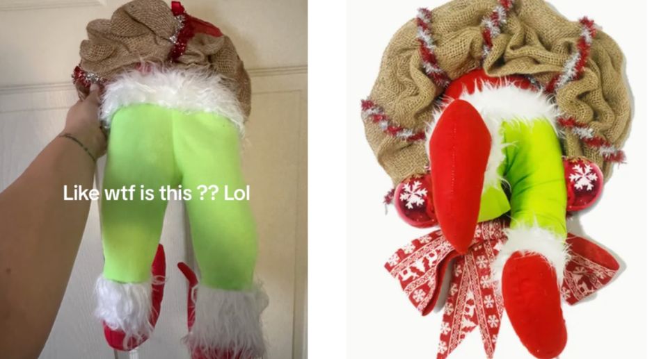 Temu Christmas wreath with elf legs